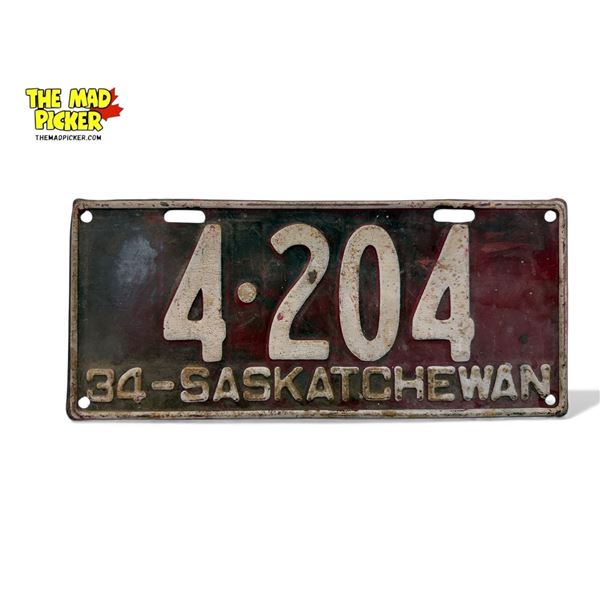 1934 Saskatchewan License Plate