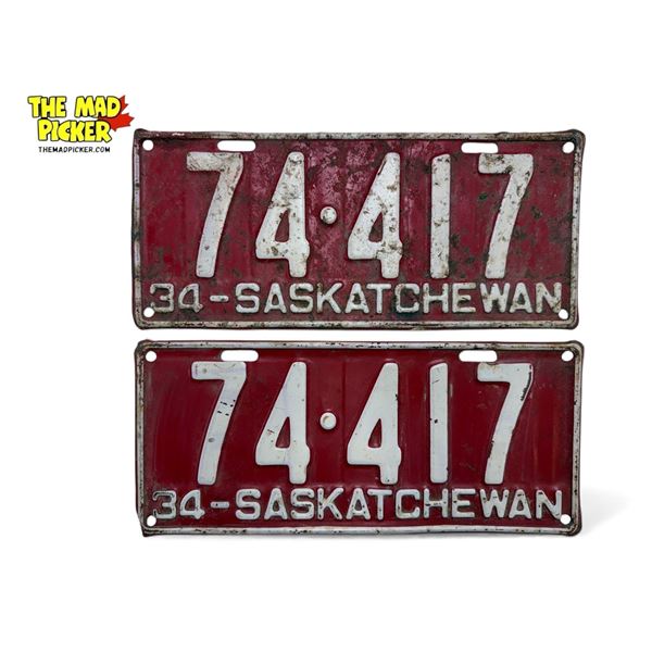 Pair Of 1934 Saskatchewan License Plates