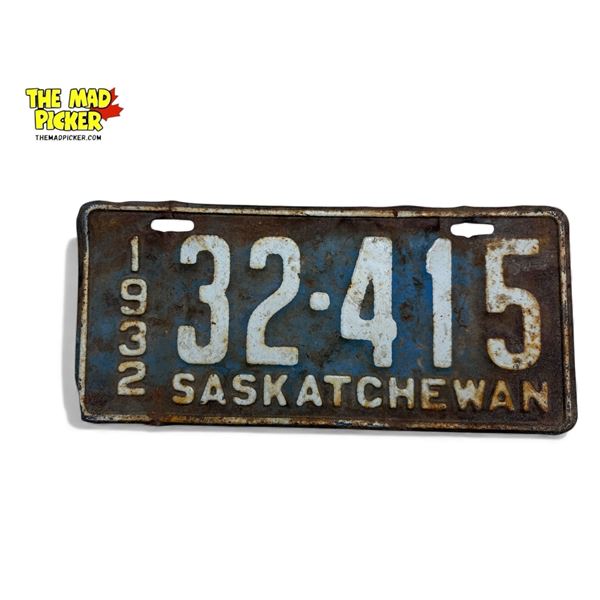 1932 Saskatchewan License Plate