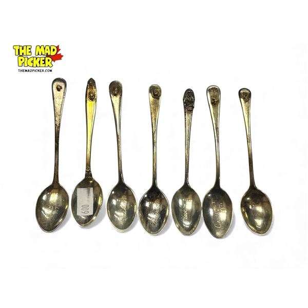 7x Vintage Sterling Silver Spoons (6x Gold Nugget Tipped / 1 Panner)