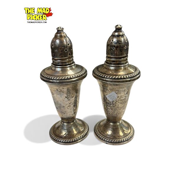 2x Duchin Creation Weighted Sterling Silver Salt + Pepper Shakers