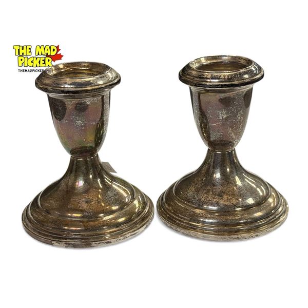 2x Birks Weighted Sterling Silver Candle Stick Holders