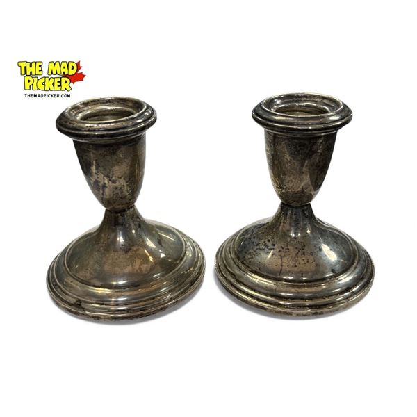 2x Birks Weighted Sterling Silver Candle Stick Holders