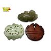 Image 4 : 3x Collectibles: Jade Pieces & Red Stone Carving