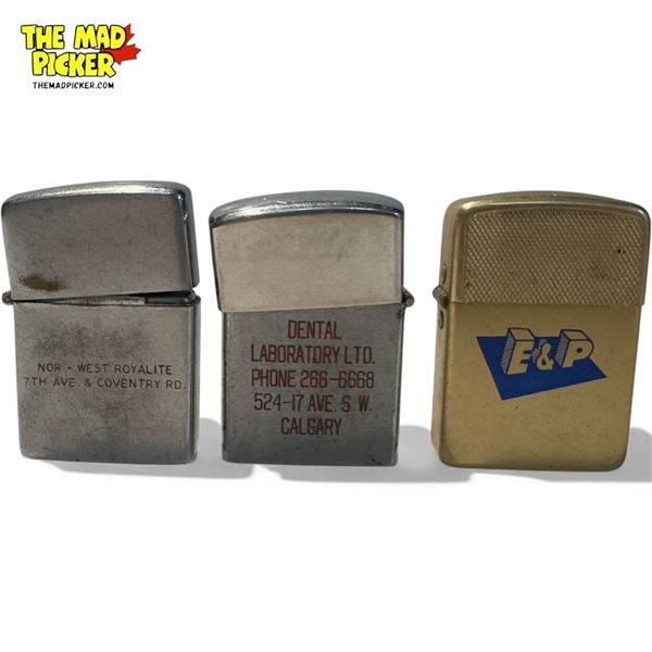 3x Vintage Advertising Lighters