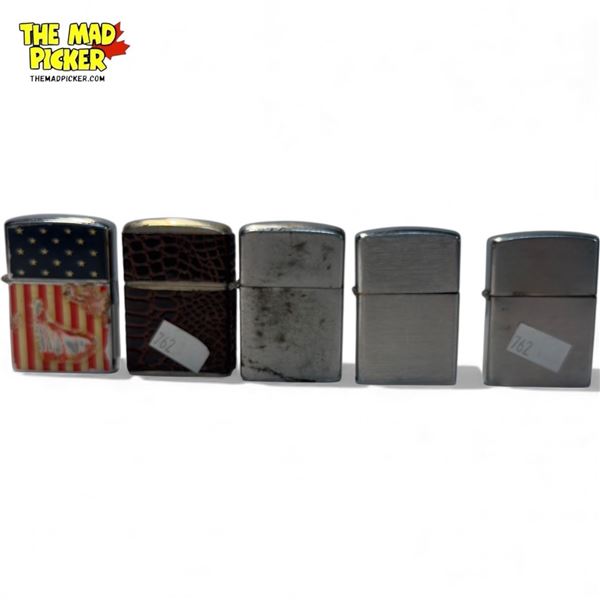5x Vintage Lighters : Winner, Hurricane, Auer, Penguin, & Fixlite