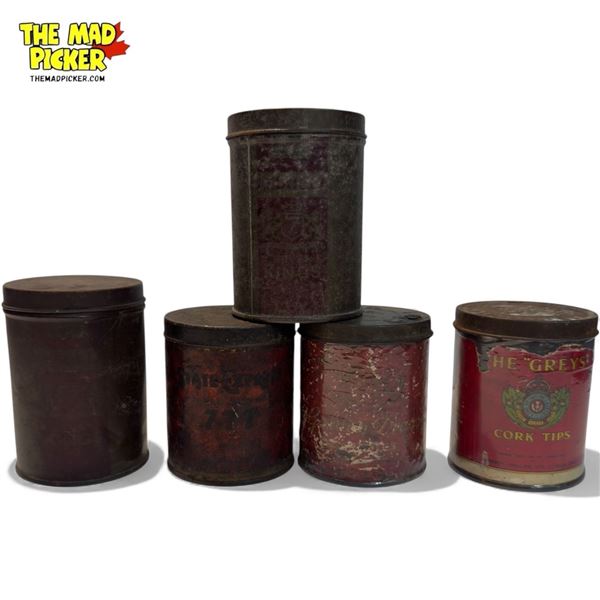 5x Vintage Cigarette Tins : State Express, Abdulla, The "Greys", & Golden Dragon