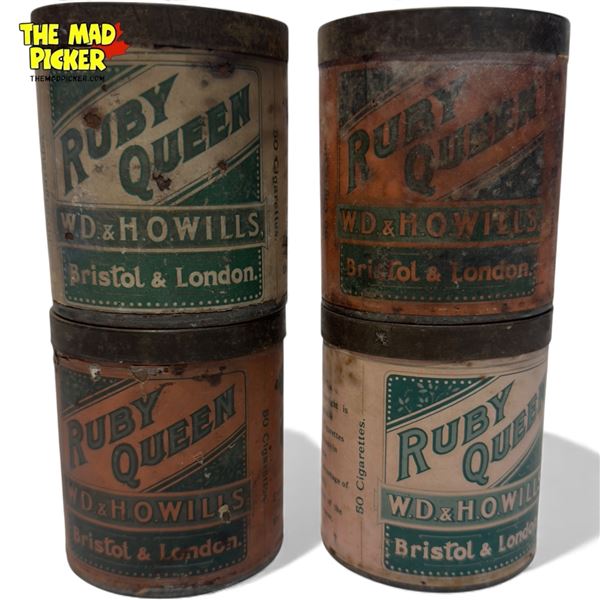 4x Vintage Ruby Queen Cigarette Tins