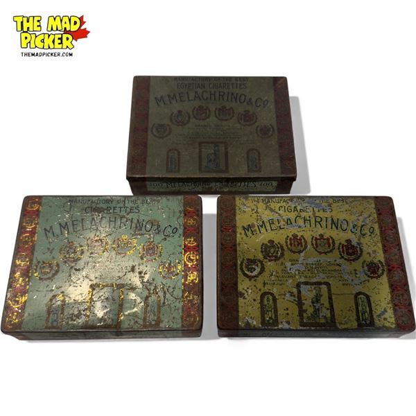 3x Vintage M. Melachrino Cigarette Tins