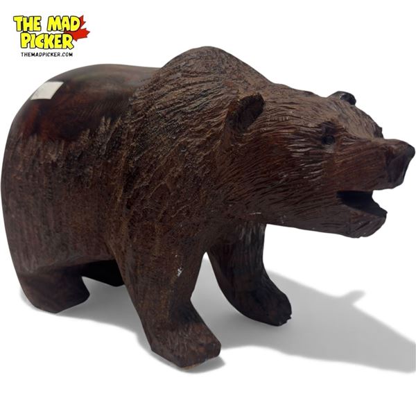 Vintage Hand Carved Wooden Bear Figurine