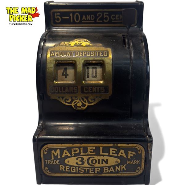 Vintage Maple Leaf 3 Coin Register Bank