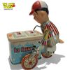 Image 3 : 3x Tin Toys: Ice Cream Man, Bike Rider, & Navy Airplane