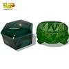 Image 1 : 2x Vintage Containers : Lidded Malachite & Cut Bubble Green Glass