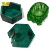 Image 3 : 2x Vintage Containers : Lidded Malachite & Cut Bubble Green Glass