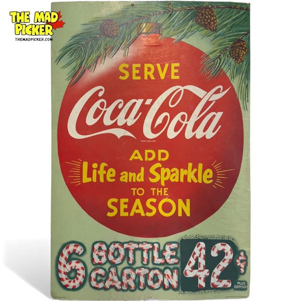 Vintage Canadian Coca-Cola Christmas Themed Cardboard Advertisement