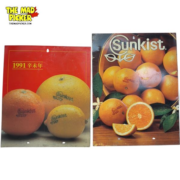 2x Vintage Sunkist Orange Advertising Tin Signs