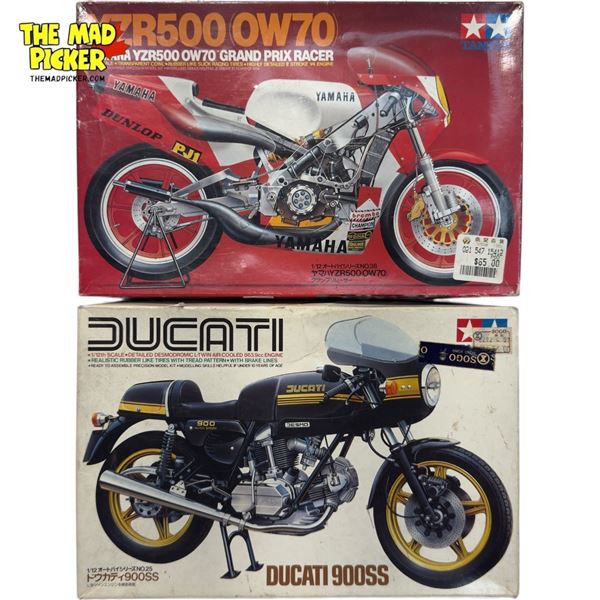 2x Vintage Tamiya Motorcycle Kits: Ducati & Yamaha YZR500