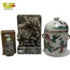 Image 1 : Vintage Asian Collectibles: Reverse Painted Snuff Bottle, Soapstone, Bowl, & Tea Caddy