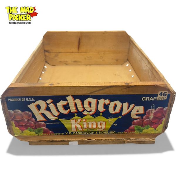 Vintage Richgrove King Grapes Shipping Wooden Shipping Flat