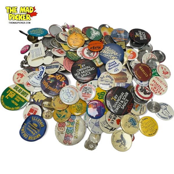 Collection Of Vintage Pin Backs: Fraggle Rock, Looney Tunes, McDonalds, & More