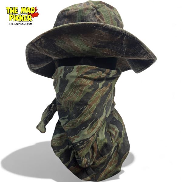 Vintage USA Made Military Camo Hat Type II With Camo Scarf