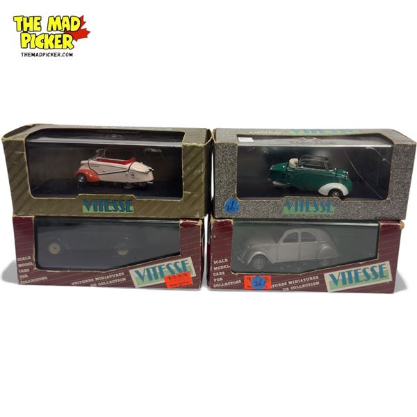 4x Vintage Vitesse Diecast Cars: Roadster, Volkswagen, Citroen, & More