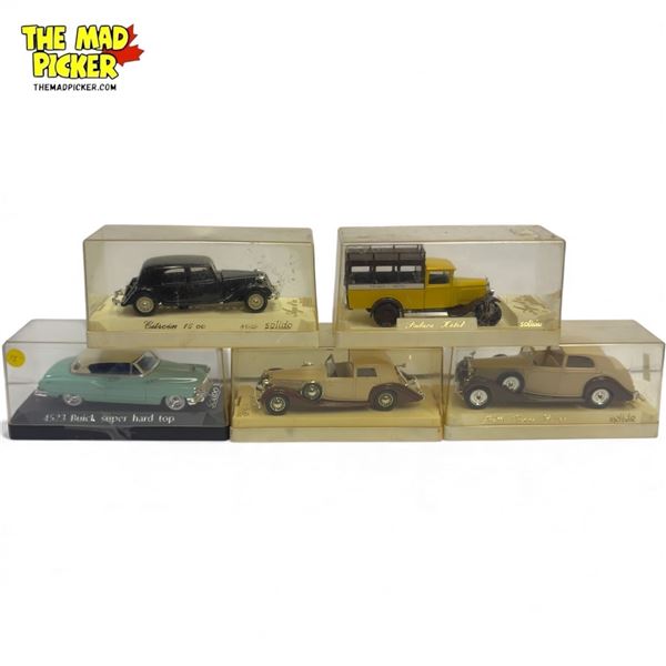 5x Vintage Solido Diecast Cars: Palace Hotel, Citroen, Buick, Rolls Royce