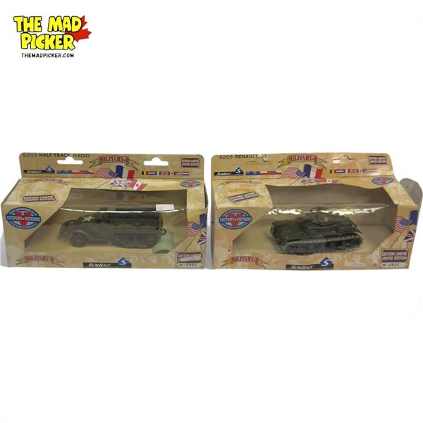 2x Vintage Solido Limited Edition Die Cast Toys: 6205 Renault 35 & 6203 Half Track Radio