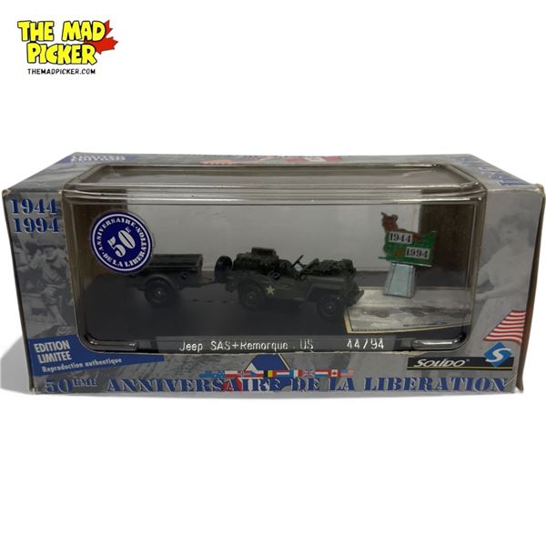 Vintage Solido Limited Edition 1944-1994 Jeep SAS Remorque US Die Cast Toy