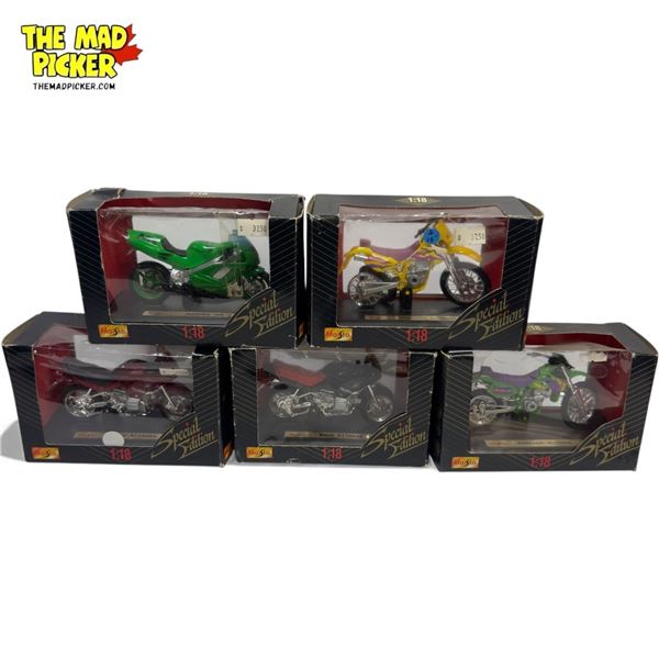 5x Vintage Special Edition Maisto 1:18 Scale Toys : Dirt Bikes / Motorcycles