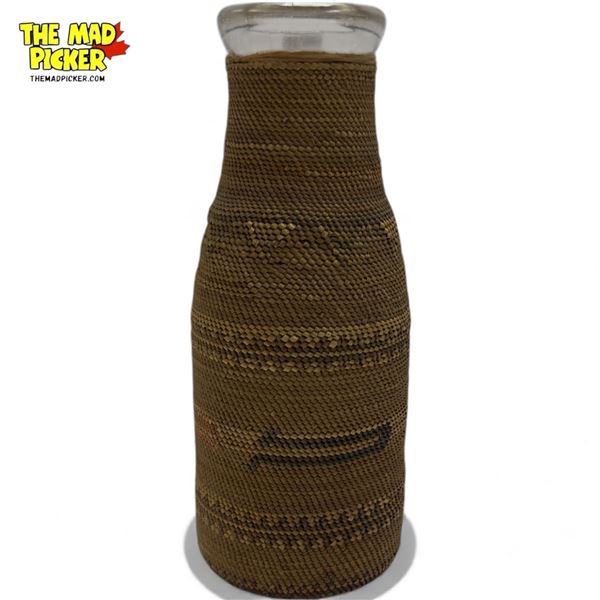 Vintage First Nations Nuu-Chah-Nulth Hand Woven Wrapped Bottle