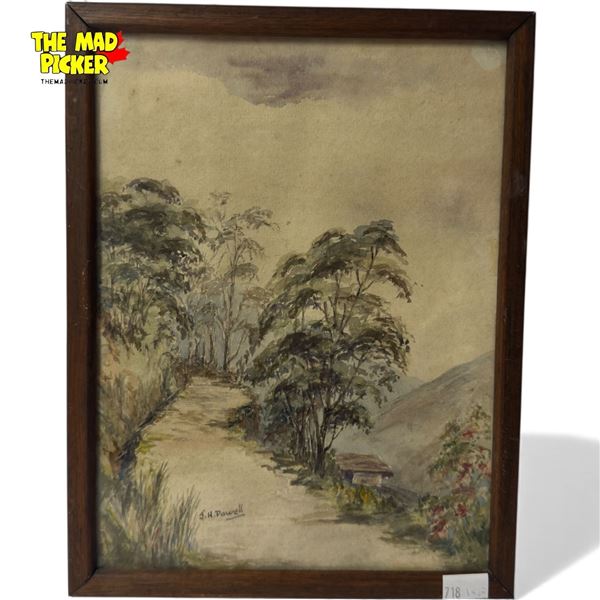 Vintage J.H. Powell Original Watercolour Painting "A Bit Of Calcutte Road, Darjeeling"