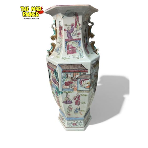 Vintage Octagonal Asian Porcelain Vase