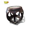 Image 3 : Asian Rosewood Drum Stool With Hand Painted Porcelain Top