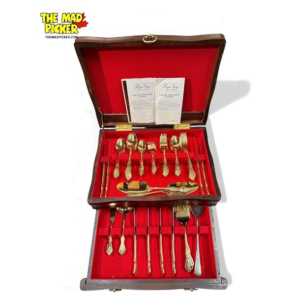 Vintage Royal Sealy Gold Plated Cutlery Set With Case