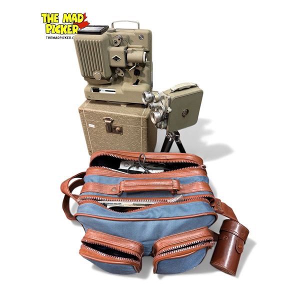 Vintage Electronics/ Camera Equipment: Sony Microphone, Lenses Eumig Projector & Camera