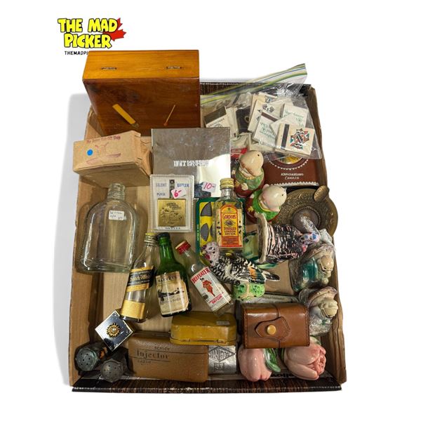 Vintage Variety: Tins, Salt + Pepper Shakers, Bottles, Matches, & More