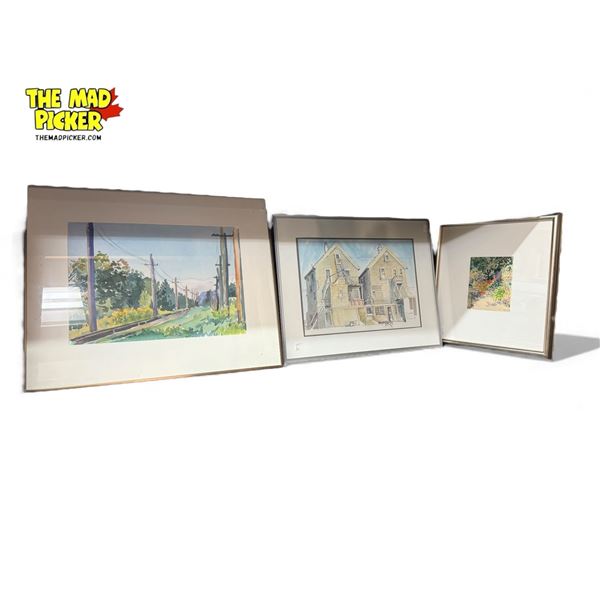 3x Vintage Original Watercolour Paintings: Norma Larson, Jo Scott B., & Cynthia Nugent