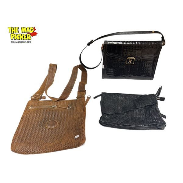 2x Purses & 1x Leather Clutch: Roots, Maxon, & Other