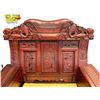 Image 5 : Vintage Chinese Rosewood Heavily Detail Arm Chair With Foo Dogs, Koi Fish, Floral, Butterfly, Detail