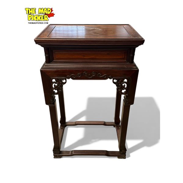 Vintage Chinese Tall Standing Wooden Side Table