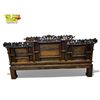 Image 10 : Large Vintage Chinese Heavily Detailed Wooden Sofa With Mountain, Villagers, & Dragon Details