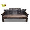 Image 1 : Large Vintage Chinese Heavily Detailed Wooden Sofa With Mountain, Villagers, & Dragon Details