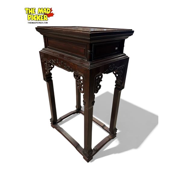 Vintage Chinese Tall Standing Wooden Side Table