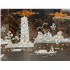 Image 3 : Vintage Asian Abalone Inlay Wall Art Depicting Arriving Villagers