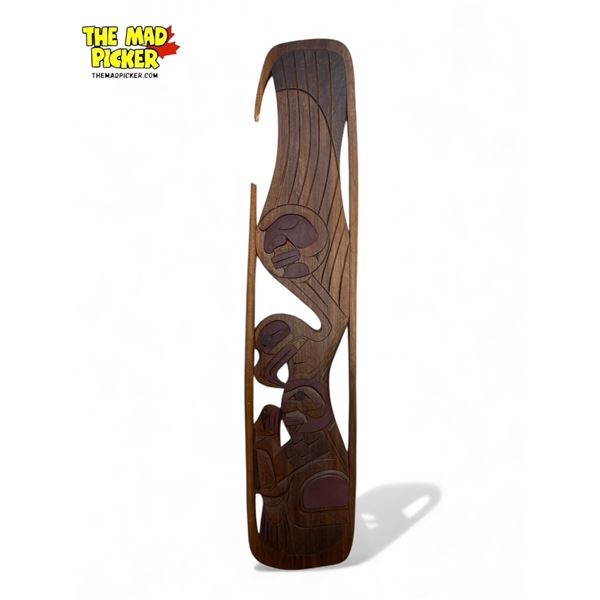 Vintage Tyrone Joseph Signed First Nations Salish Artist Hand Carved Plaque "Screaming Eagle"
