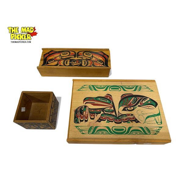 3x First Nations Wooden Boxes (1x Quentin Harris '98)