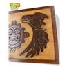Image 4 : 1989 J.A. Signed First Nations Artist Hand Carved Plaque - Sun & Eagles