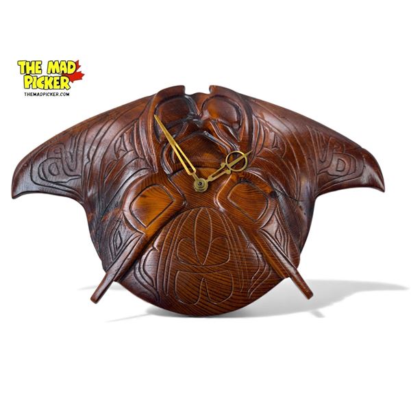 Vintage First Nations Hand Carved Wooden Wall Clock