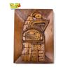 Image 1 : 1981 Wallace Baker Signed First Nations Musqueam Tribe Hand Carved Plaque "Bald Eagle + Wild Man"